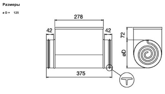 Электрический нагреватель Systemair CBM 125-1,2 230V/1 DUCT HEATER