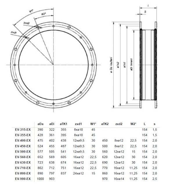 Гибкая вставка Systemair EV-800-EX AXC flex.conn. 60°C