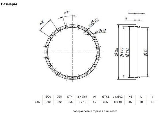 Контрфланец Systemair GFL-AR/AXC 315 COUNTER FLANGE