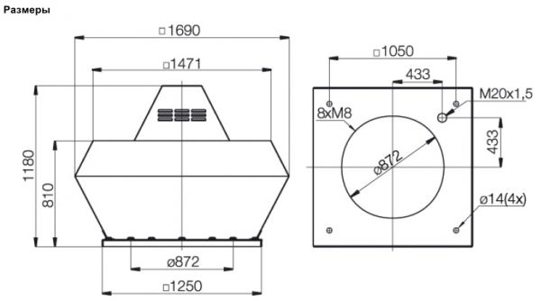 Крышный зонт Systemair LGV 800/900 ROOF COWL